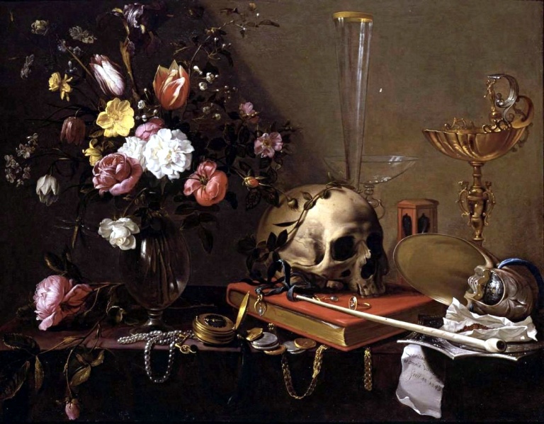 Plik:Adriaen van utrecht- vanitas - still life with bouquet and skull-1642.jpeg